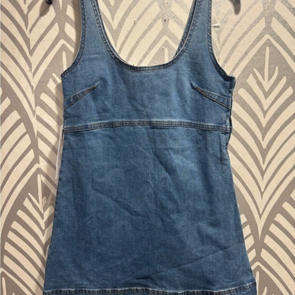 Princess Polly Denim Mini Dress Blue Tank Scoop Neck Sleeveless 0 - Picture 2 of 8